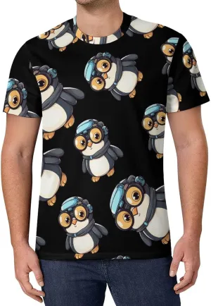 Funny Penguin Men's T-Shirts Short Sleeve Tee Hawaiian Shirt Athletic Workout Tops Undershirts