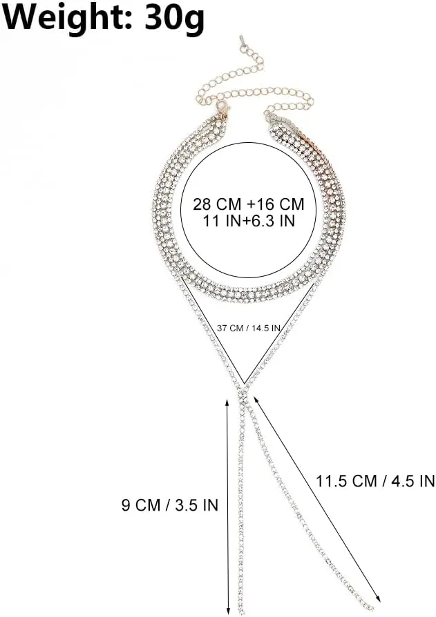 FUTIMELY Boho Layered Rhinestone Necklaces for Women Long Pendant Y-Necklaces Crystal Choker Chain Statement Necklaces Wedding Bridal Jewerly