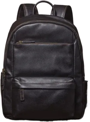 Genuine Leather Backpacks Mens Laptop Bags Briefcases Bookbags Computers Bags Travel Bags Casual Daypack 15.7Inch(Black)
