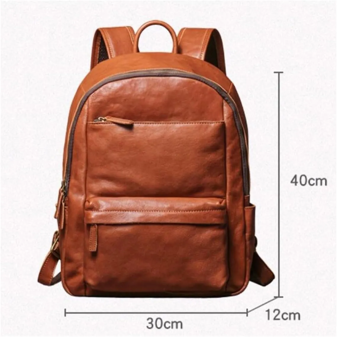 Genuine Leather Backpacks Mens Laptop Bags Briefcases Bookbags Computers Bags Travel Bags Casual Daypack 15.7Inch(Brown-2)