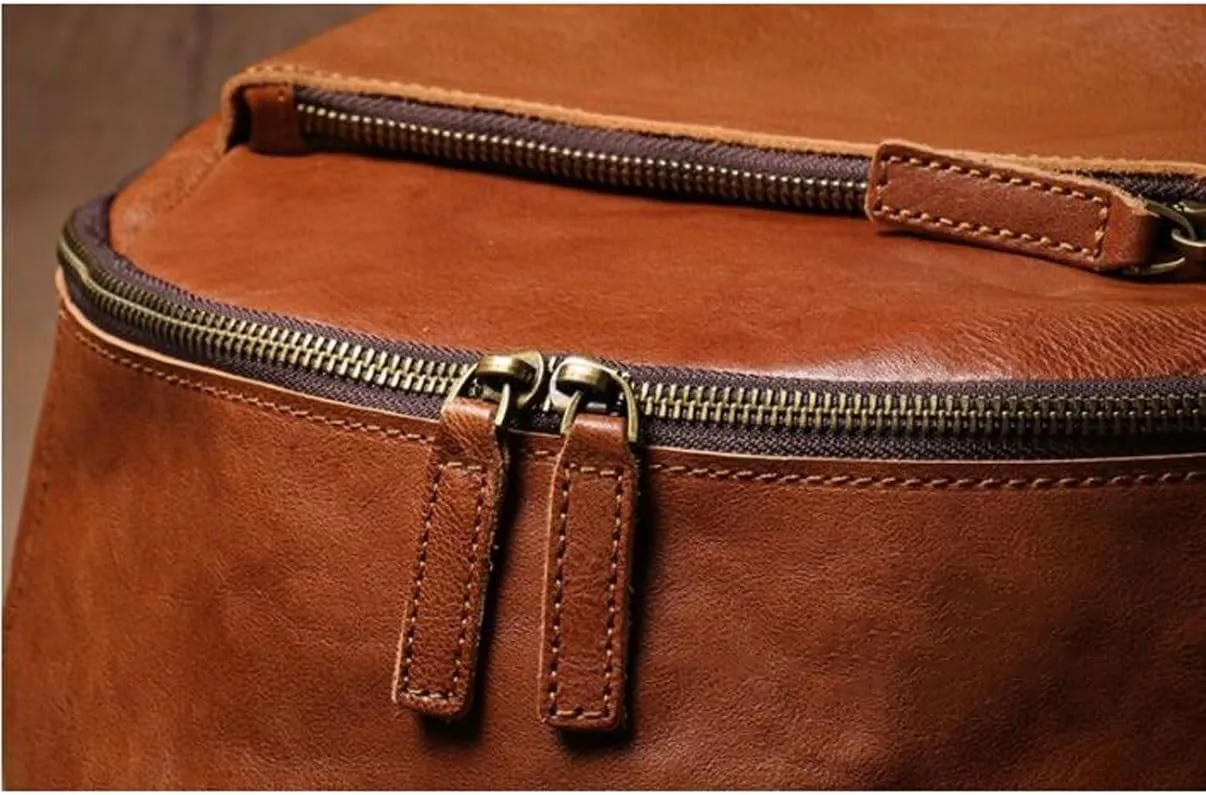 Genuine Leather Backpacks Mens Laptop Bags Briefcases Bookbags Computers Bags Travel Bags Casual Daypack 15.7Inch(Brown-2)