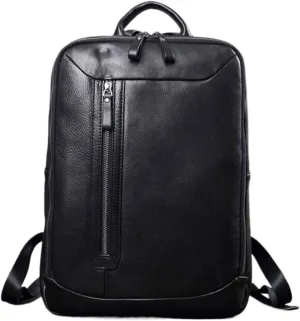 Genuine Leather Backpacks Mens Laptop Bags Briefcases Travel Bags Casual Daypack Bookbags Computers Bags 15.7Inch(Black)