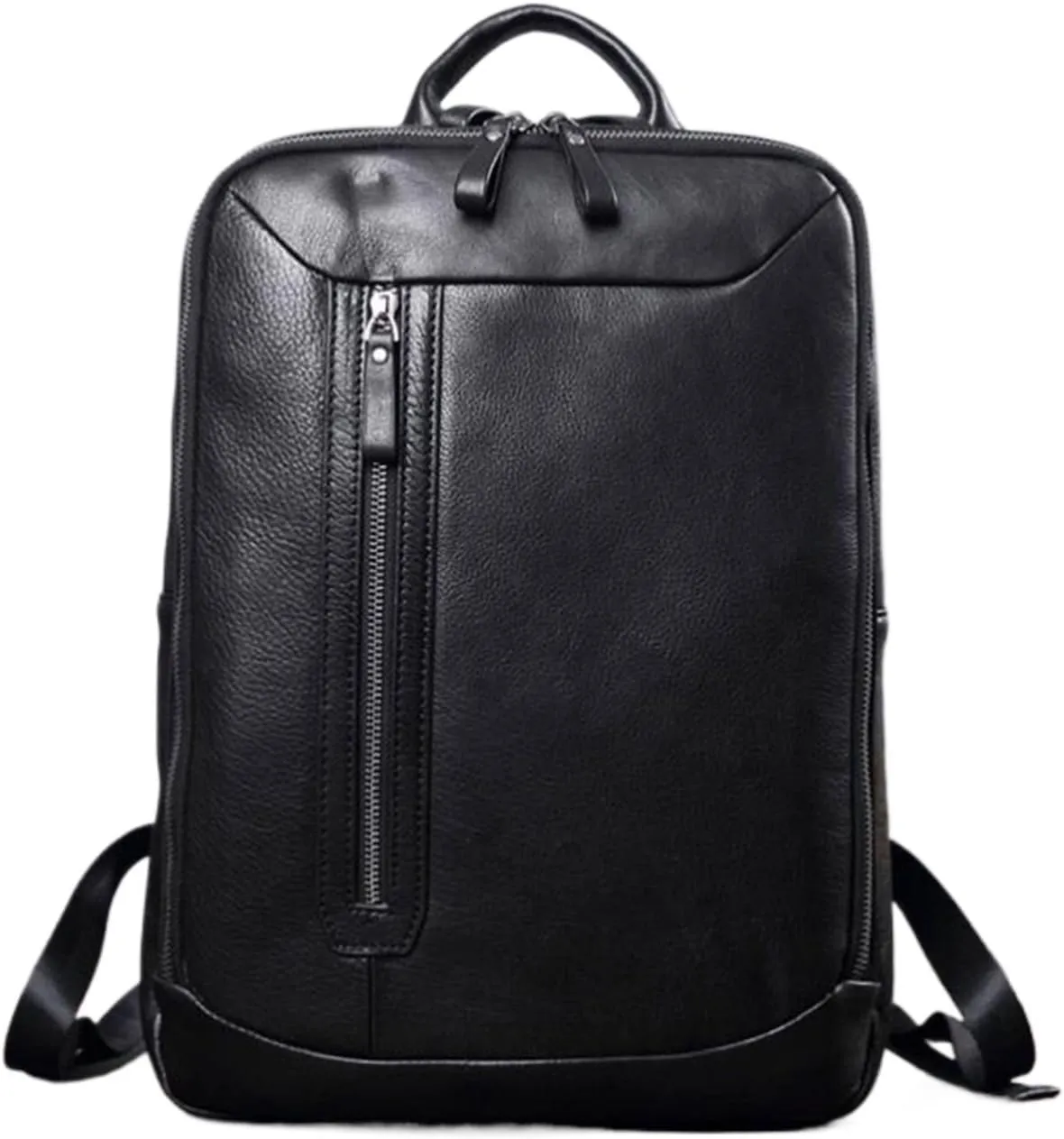 Genuine Leather Backpacks Mens Laptop Bags Briefcases Travel Bags Casual Daypack Bookbags Computers Bags 15.7Inch(Black)