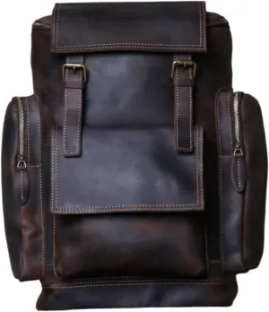 Genuine Leather Backpacks Mens Laptop Bags Computers Bags Casual Daypack Briefcases Travel Bags 16.9Inch(Brown-2)