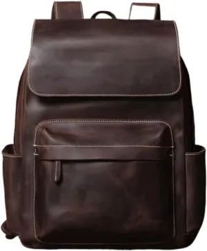 Genuine Leather Backpacks Travel Bags Laptop Bags Mens Casual Daypack Luggage Bags Computers Bags Briefcases(Brown)