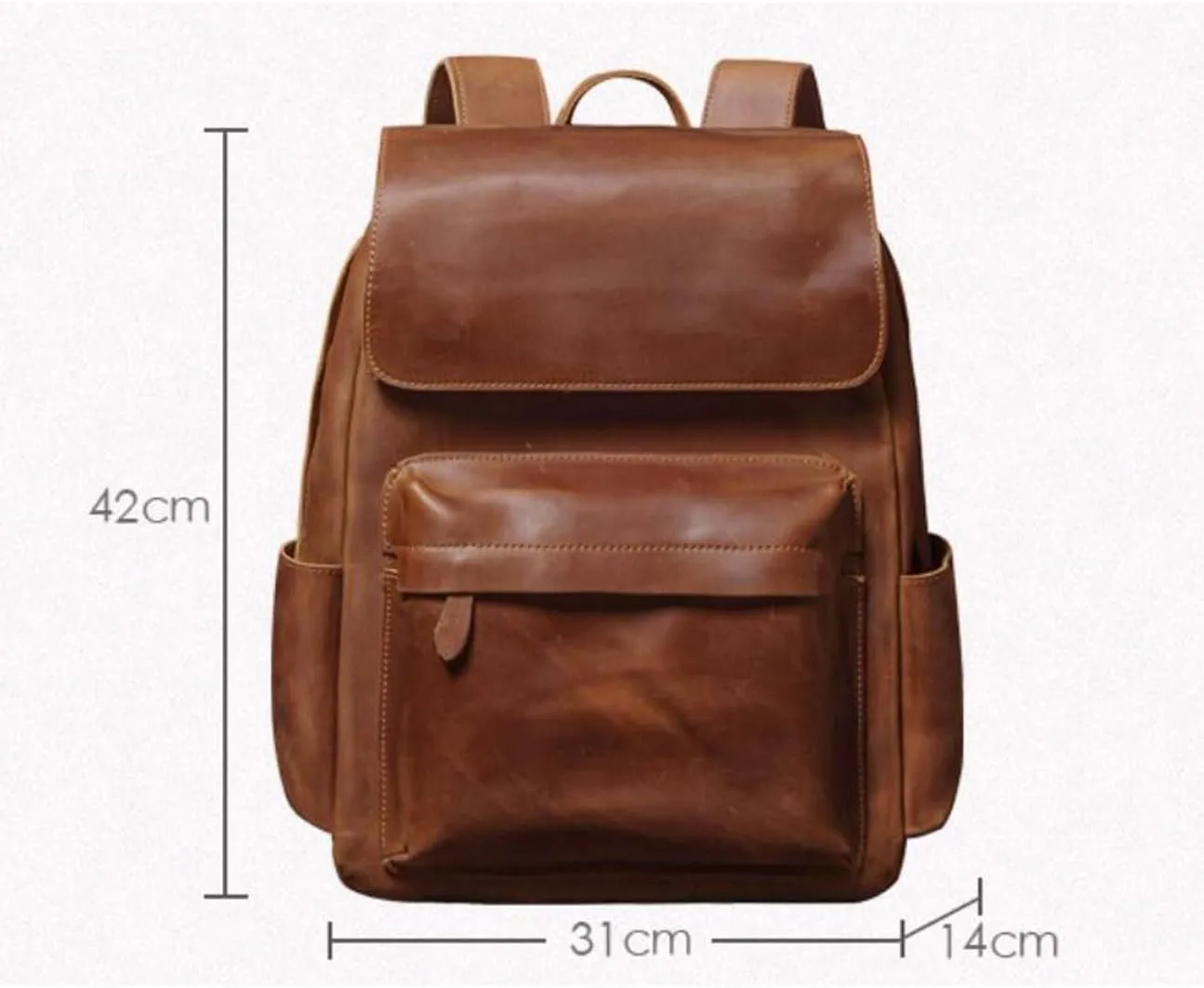 Genuine Leather Backpacks Travel Bags Laptop Bags Mens Casual Daypack Luggage Bags Computers Bags Briefcases(Brown)