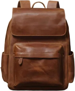 Genuine Leather Backpacks Travel Bags Laptop Bags Mens Casual Daypack Luggage Bags Computers Bags Briefcases(Yellow)