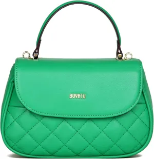 Genuine Leather Satchel Purse for Women: Quilted Shoulder Bag for Ladies - Small Top Handle Purse for Travel Dating