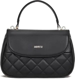 Genuine Leather Satchel Purse for Women: Quilted Shoulder Bag for Ladies - Small Top Handle Purse for Travel Dating