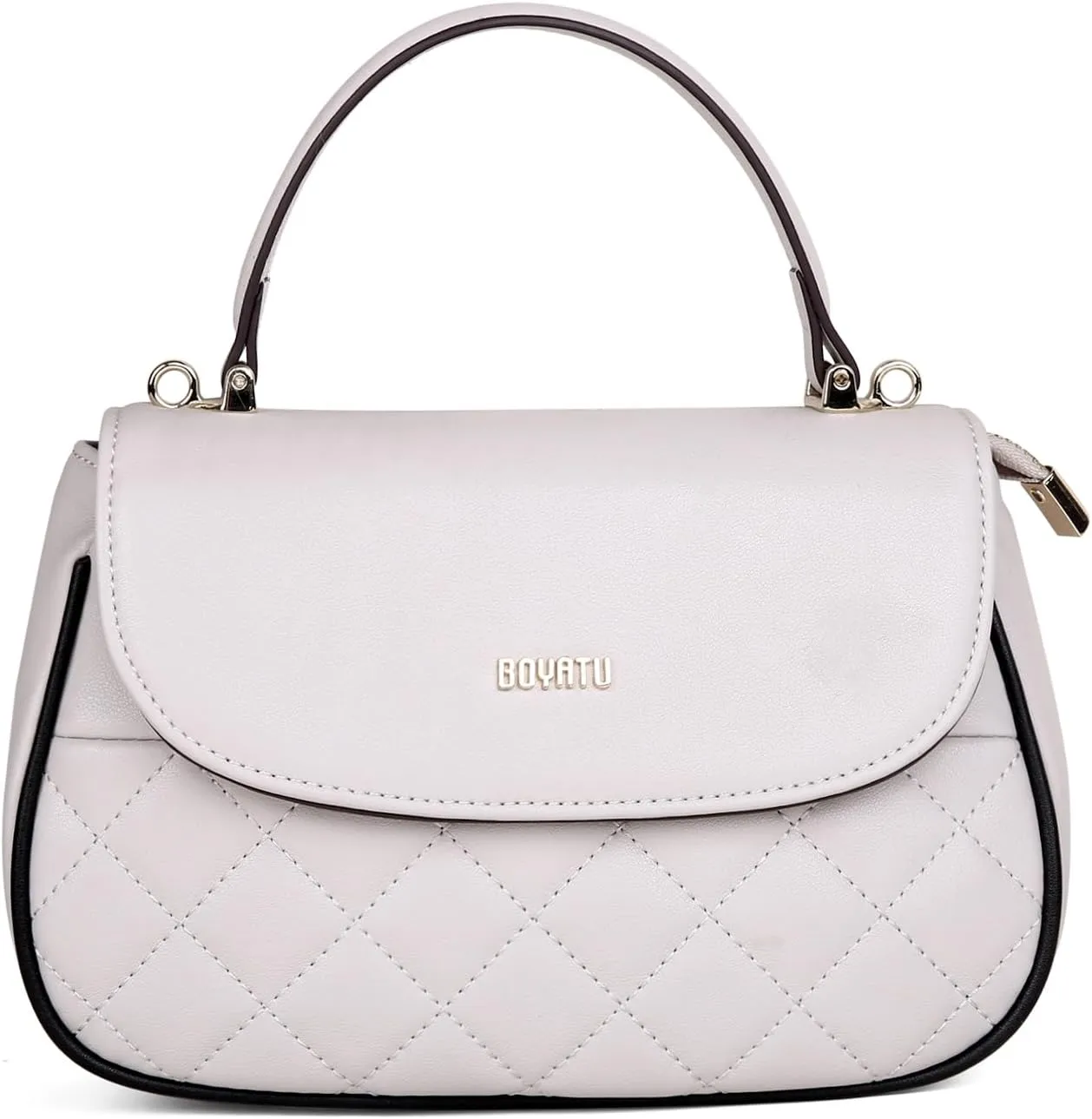 Genuine Leather Satchel Purse for Women: Quilted Shoulder Bag for Ladies - Small Top Handle Purse for Travel Dating