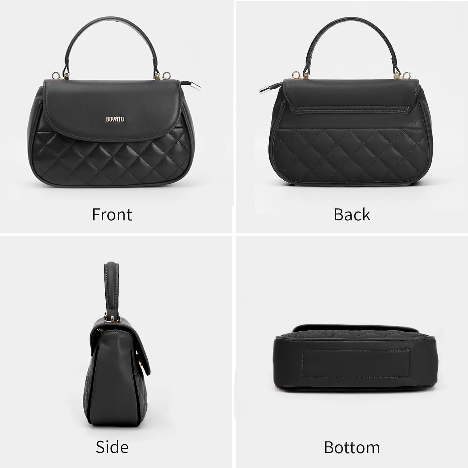 Genuine Leather Satchel Purse for Women: Quilted Shoulder Bag for Ladies - Small Top Handle Purse for Travel Dating