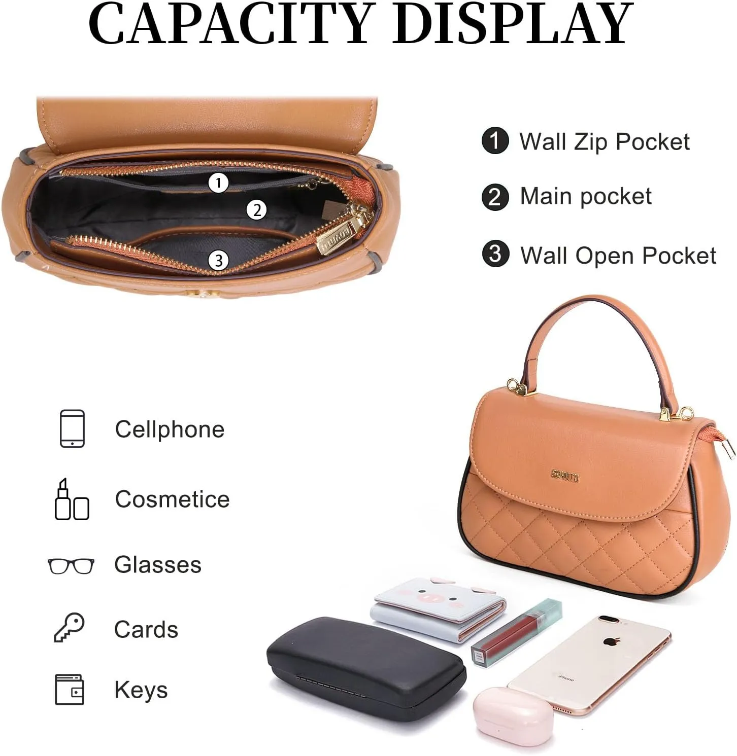 Genuine Leather Satchel Purse for Women: Quilted Shoulder Bag for Ladies - Small Top Handle Purse for Travel Dating