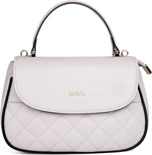 Genuine Leather Satchel Purse for Women: Quilted Shoulder Bag for Ladies - Small Top Handle Purse for Travel Dating