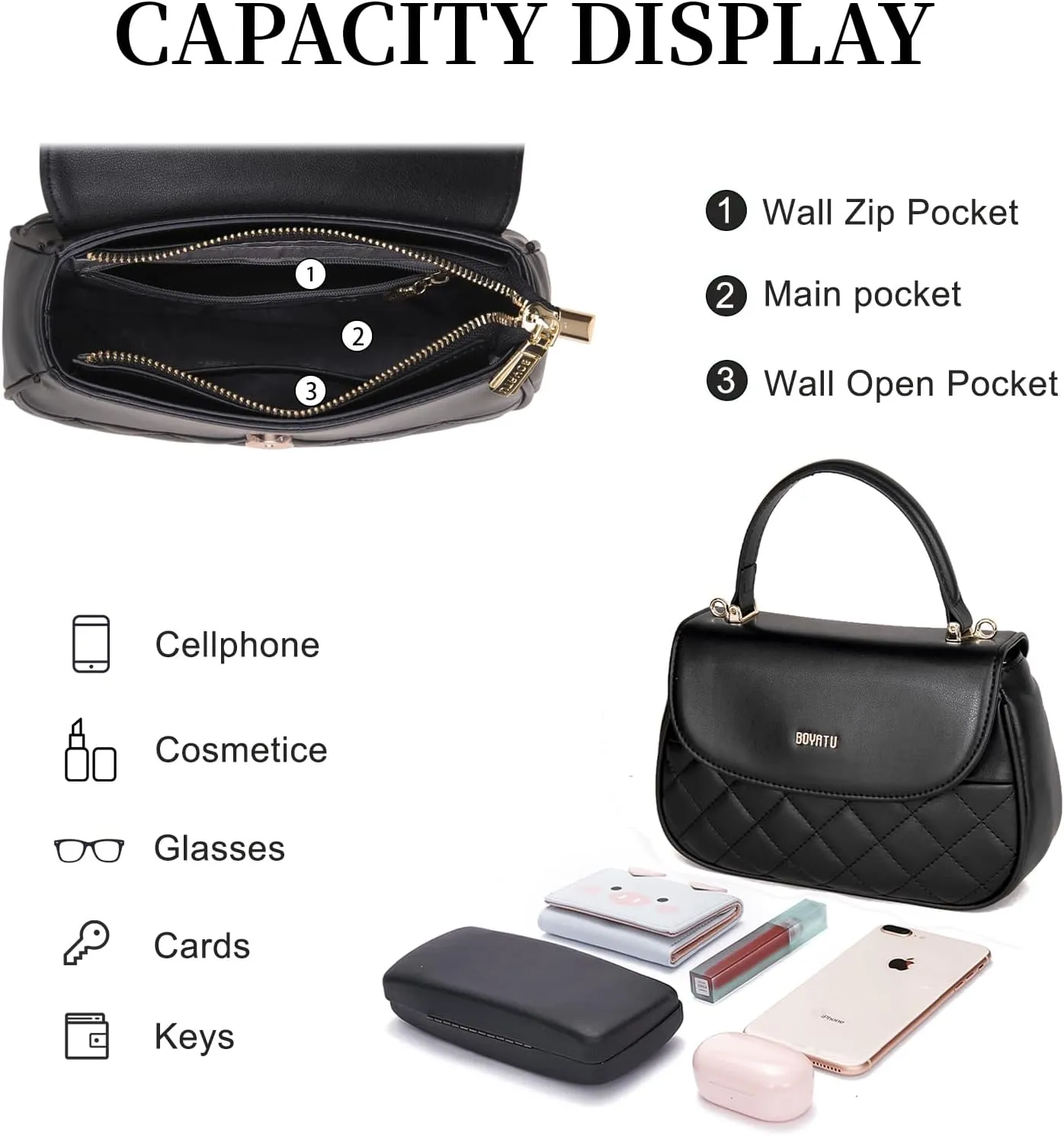 Genuine Leather Satchel Purse for Women: Quilted Shoulder Bag for Ladies - Small Top Handle Purse for Travel Dating
