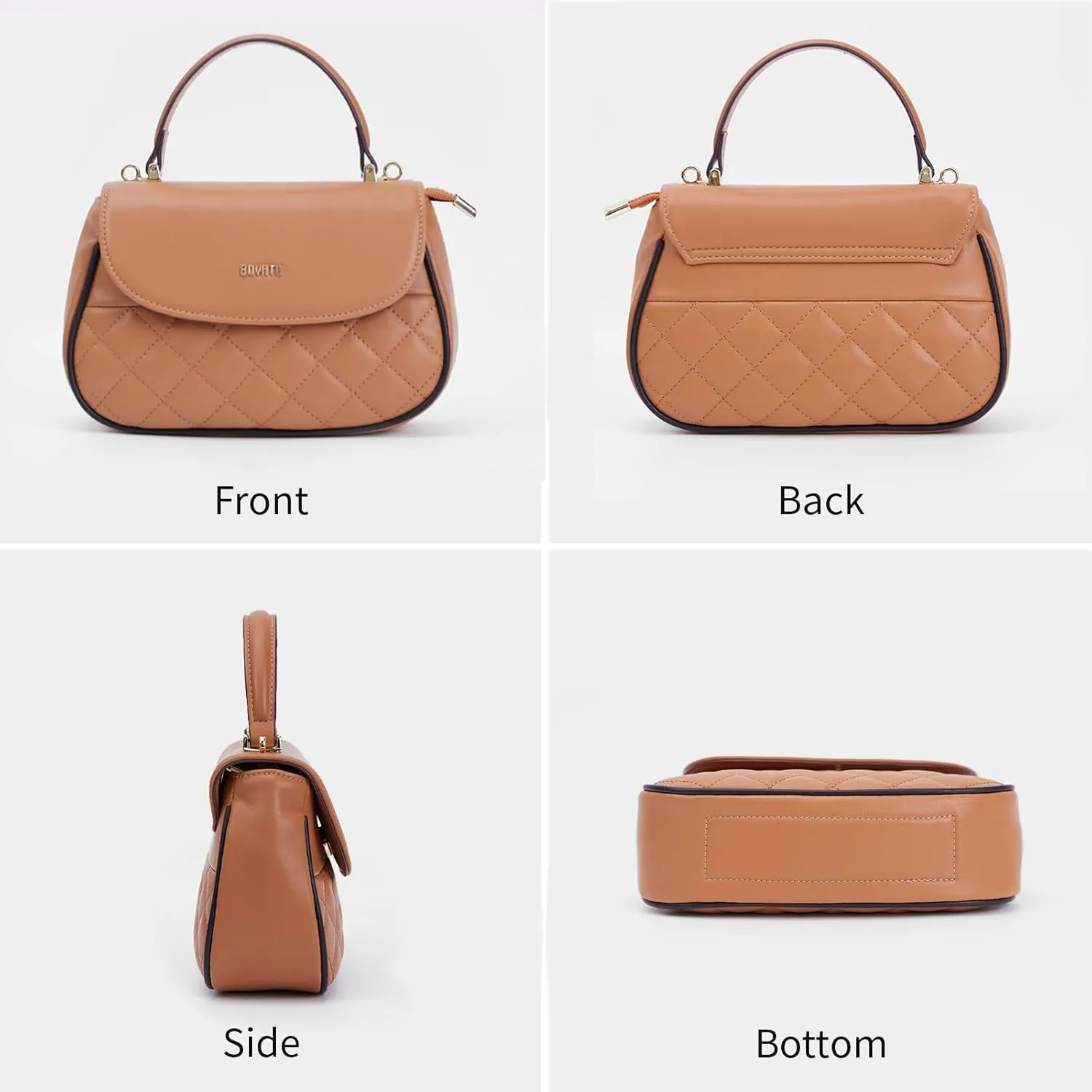Genuine Leather Satchel Purse for Women: Quilted Shoulder Bag for Ladies - Small Top Handle Purse for Travel Dating