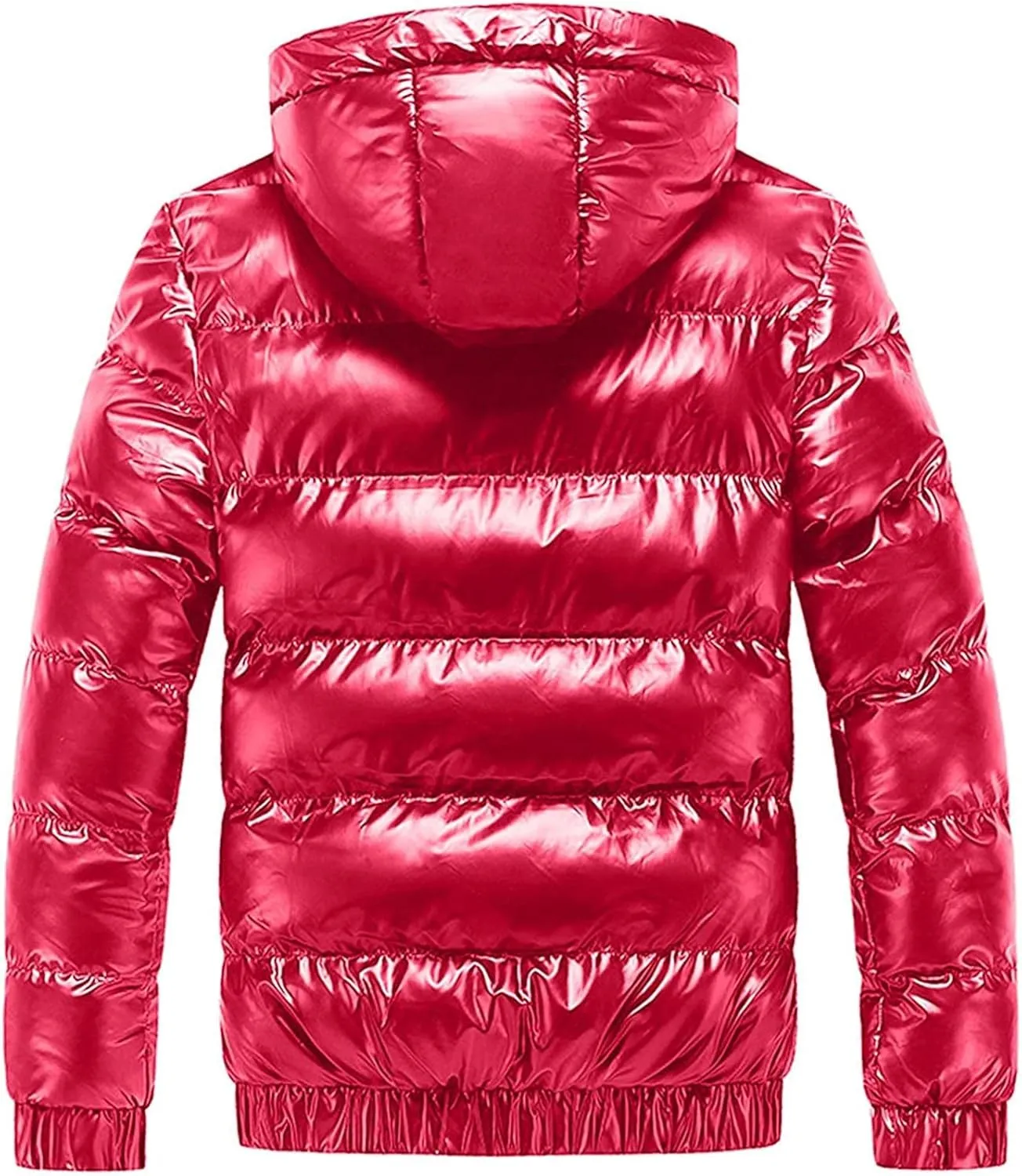 Glossy Puffer Jacket Men Quilted Insulated Jacket Zip up Padded Coat Warm Down Jacket Casual Winter Jacket Outwear