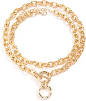 Gold Chunky Chain Necklace for Women Layered Necklaces Stackable Choker Necklaces Trendy Paperclip Pendant Necklaces Jewelry Gifts for Girls