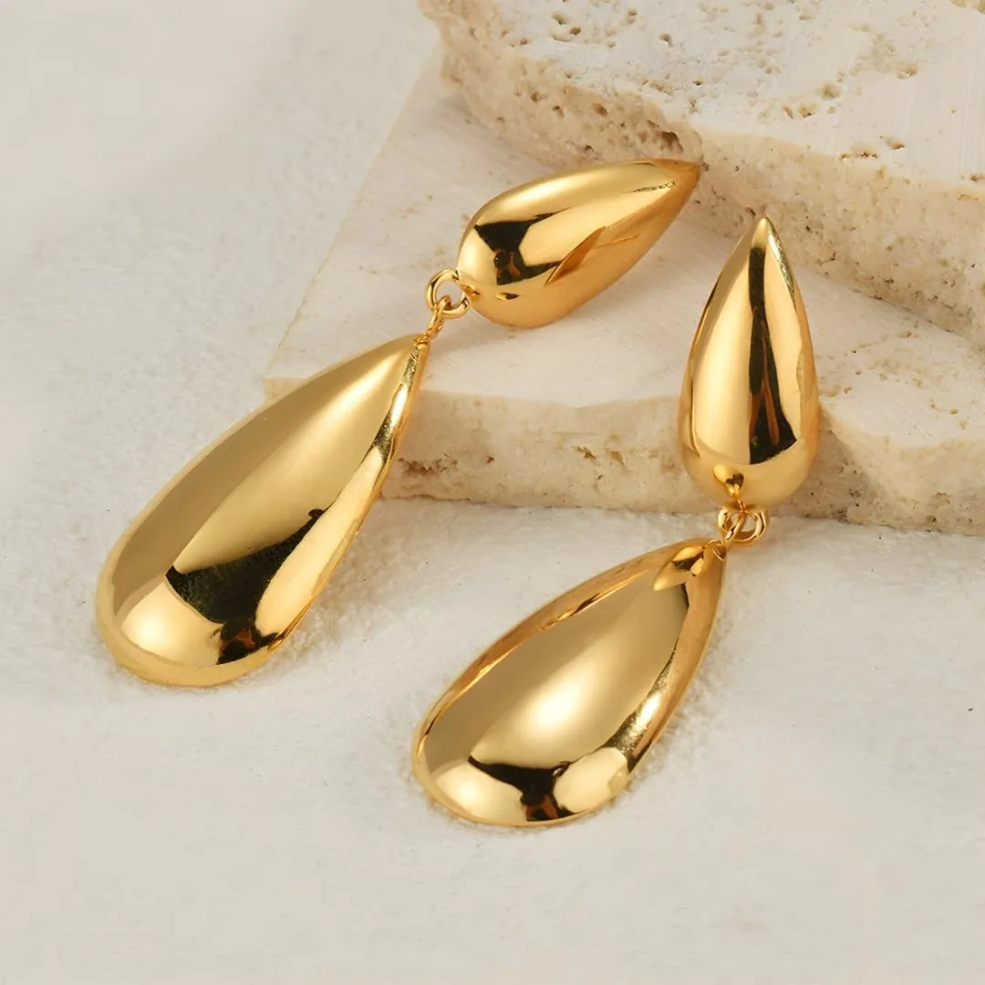 Gold Earrings for Women Statement Chunky Gold Dangle Teardrop Sunflower Drop Earrings for Women