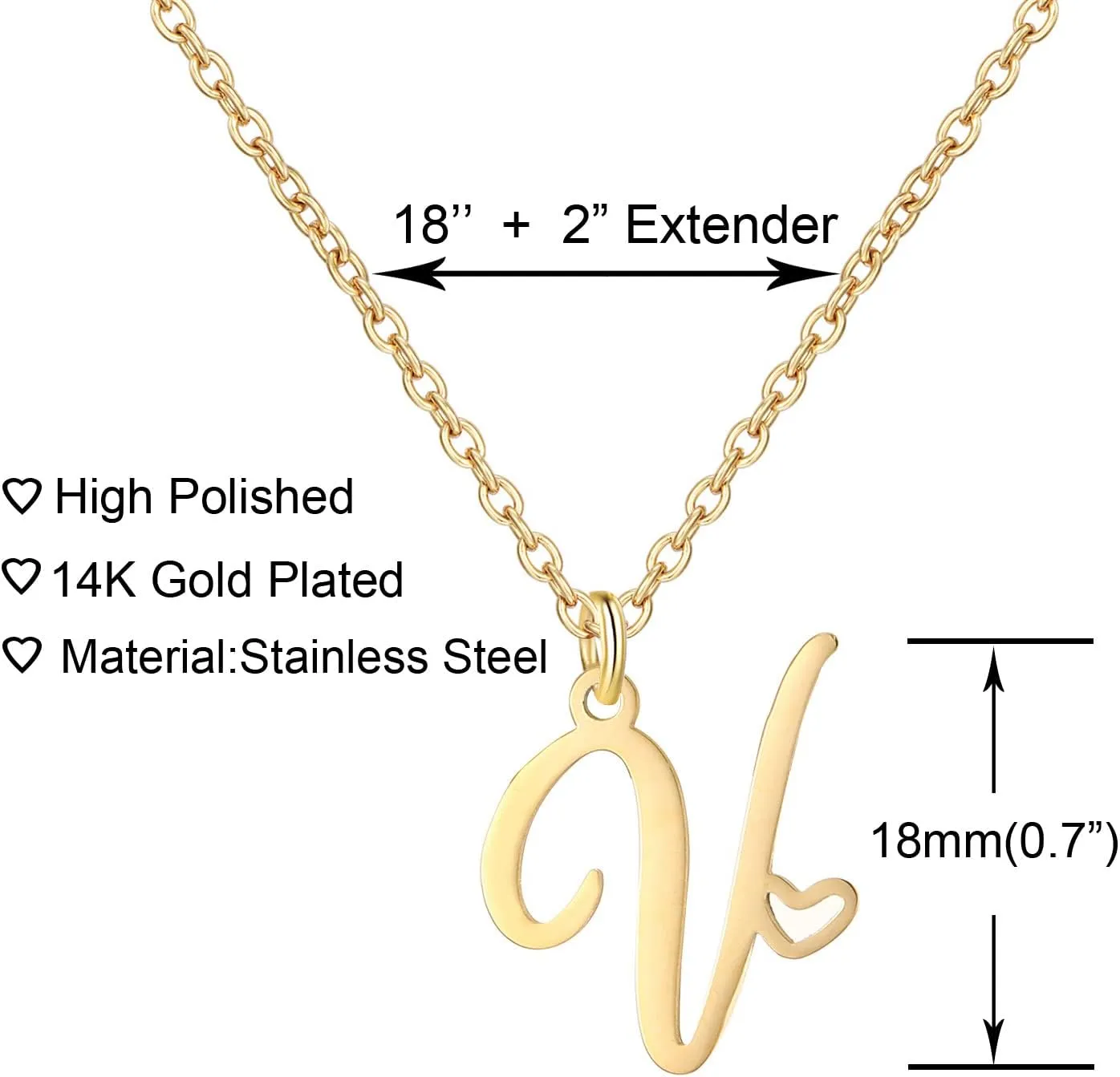 Gold Heart Initial Necklaces for Women, Minimalist Initial Heart Necklaces for Her, Dainty Alphabet Letter Pendant Necklaces Gift Jewelry
