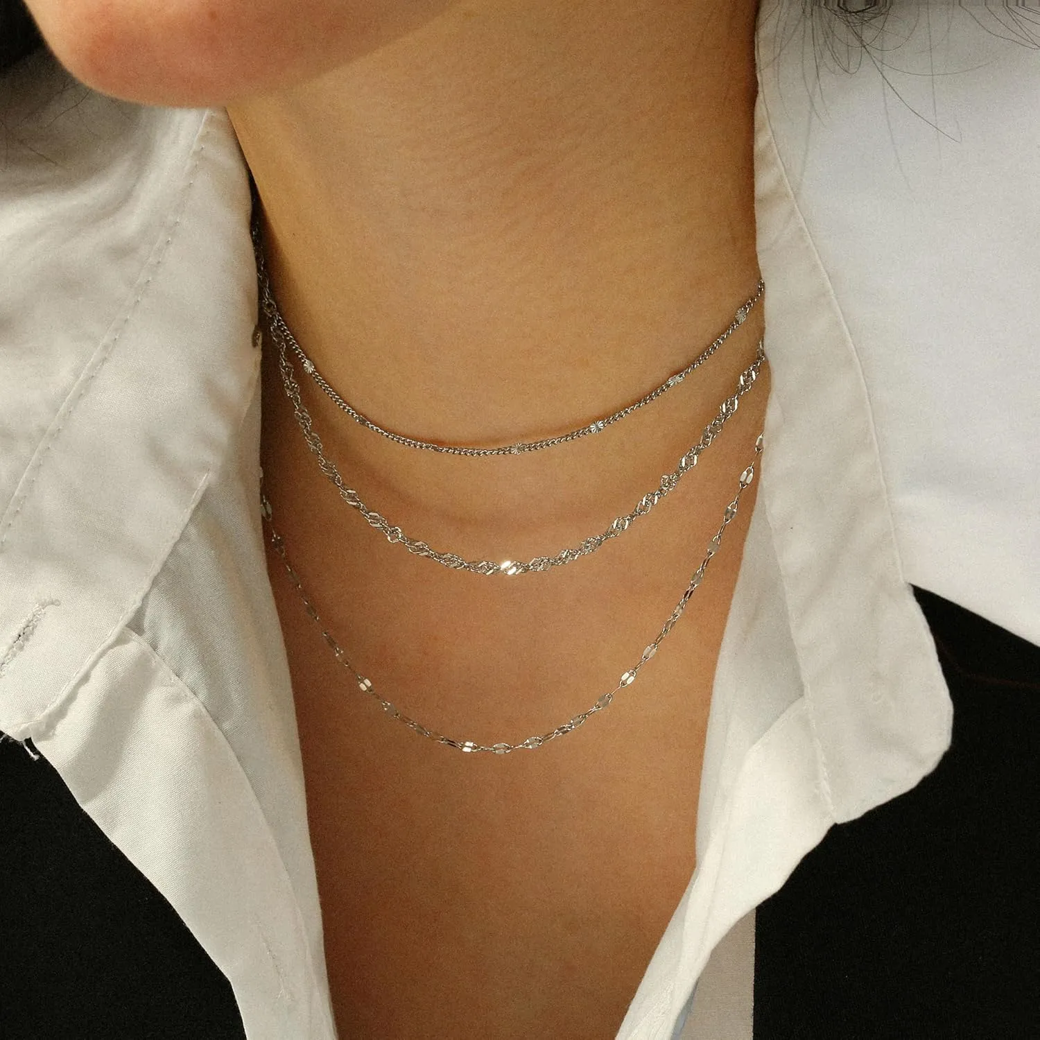 Gold Necklaces for Women,Non Tarnish,Stainless Steel Gold Necklaces,Simple Gold Layered Necklaces,Gold Jewelry Gift for Women