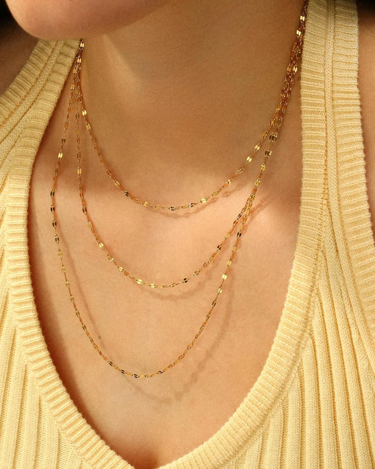 Gold Necklaces for Women,Non Tarnish,Stainless Steel Gold Necklaces,Simple Gold Layered Necklaces,Gold Jewelry Gift for Women