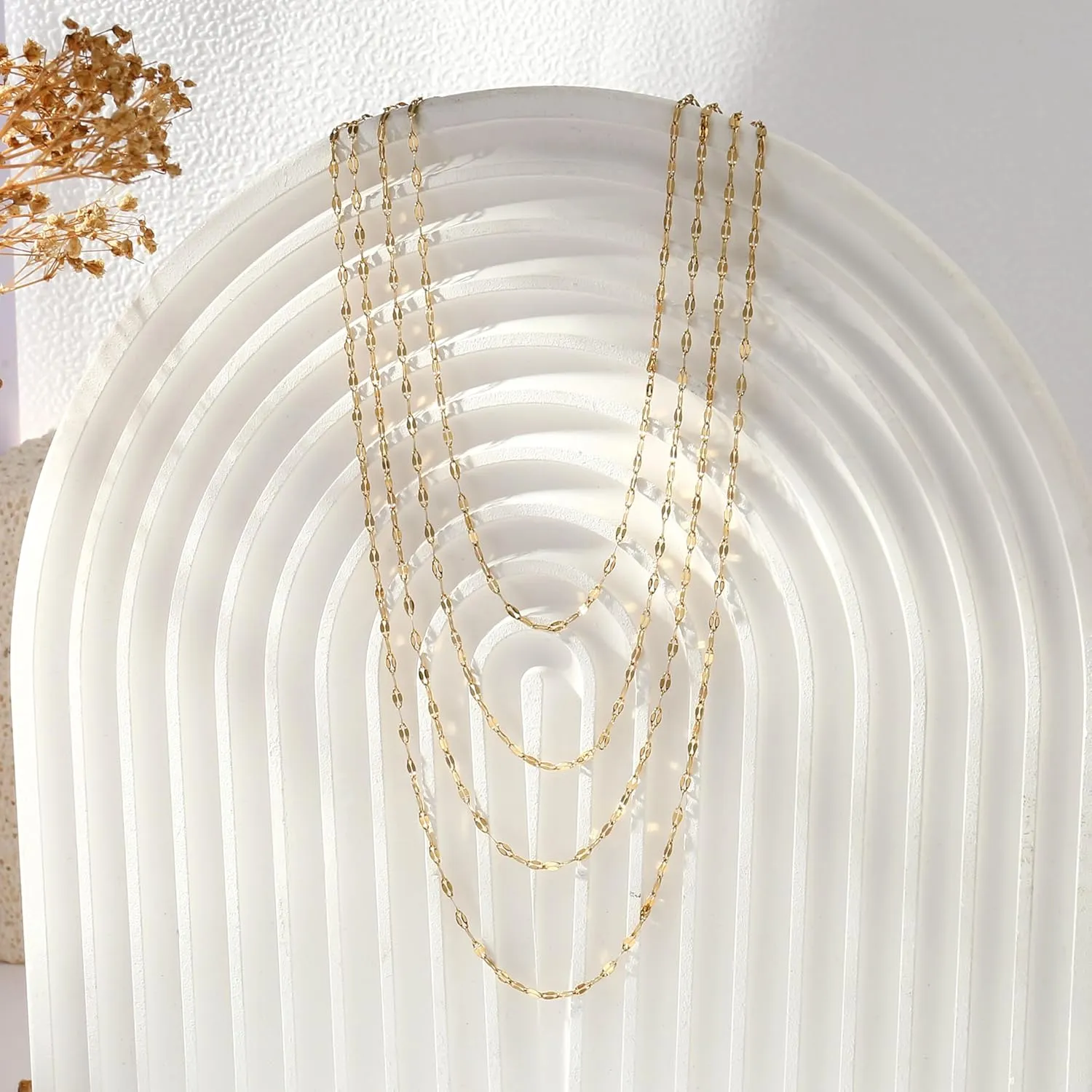Gold Necklaces for Women,Non Tarnish,Stainless Steel Gold Necklaces,Simple Gold Layered Necklaces,Gold Jewelry Gift for Women