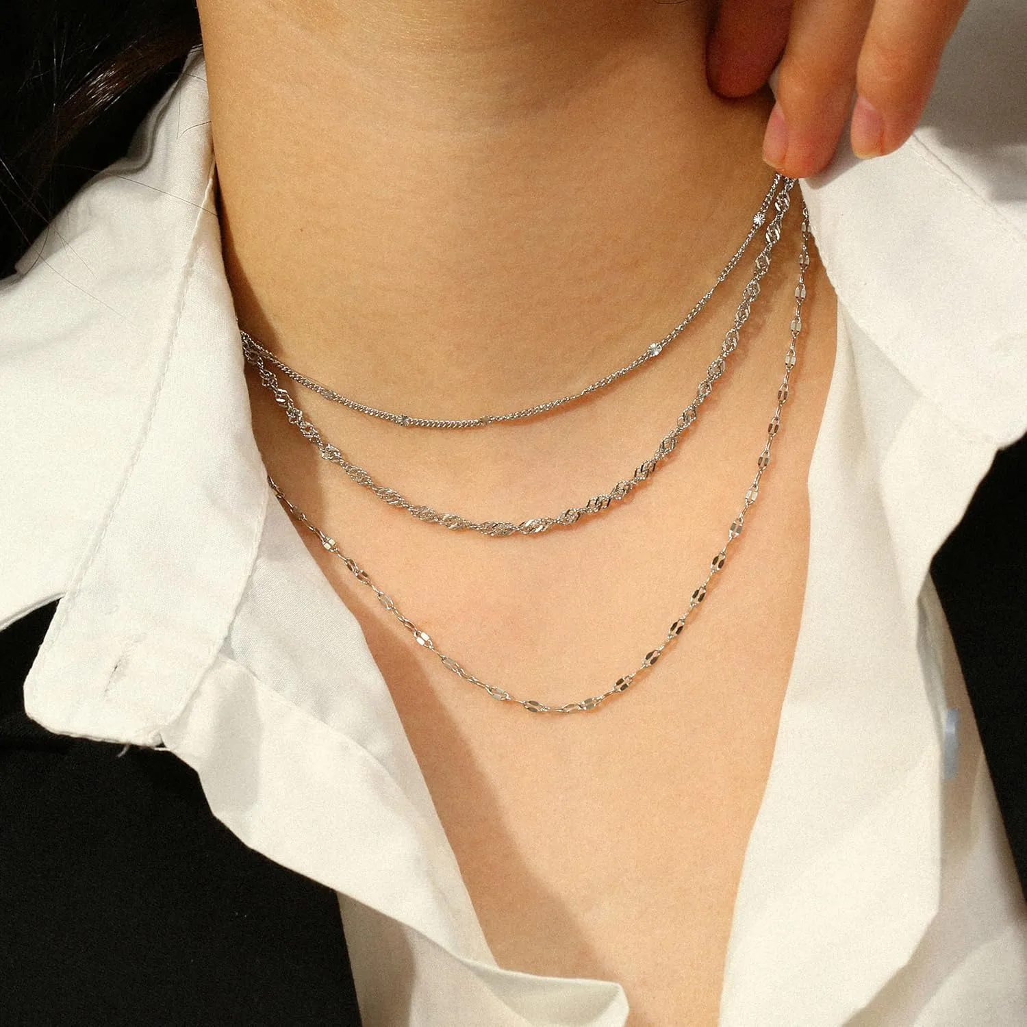 Gold Necklaces for Women,Non Tarnish,Stainless Steel Gold Necklaces,Simple Gold Layered Necklaces,Gold Jewelry Gift for Women