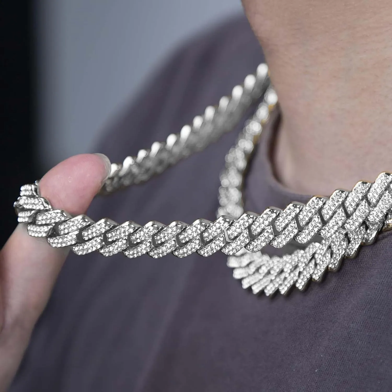 Gold Plated Cuban Link Chain for Women,Bling Diamond Cuban Choker Necklaces Accessories Jewelry Gift for Boyfriend Girlfriend