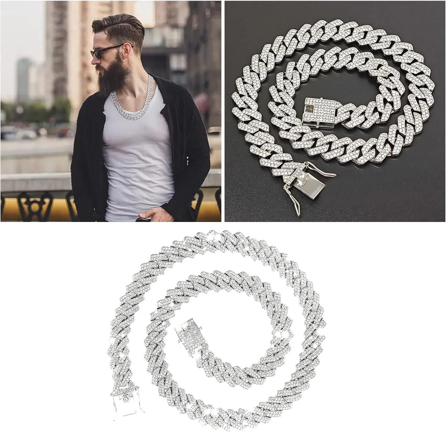 Gold Plated Cuban Link Chain for Women,Bling Diamond Cuban Choker Necklaces Accessories Jewelry Gift for Boyfriend Girlfriend