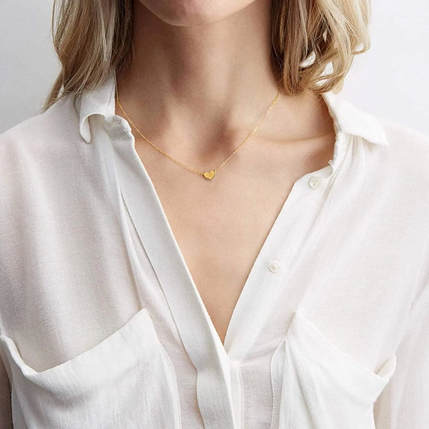 Gold Plated Initial Letter Pendant Necklace for Women,Stackable Heart Alphabetical Initial Choker Mother's Day Jewelry Gifts