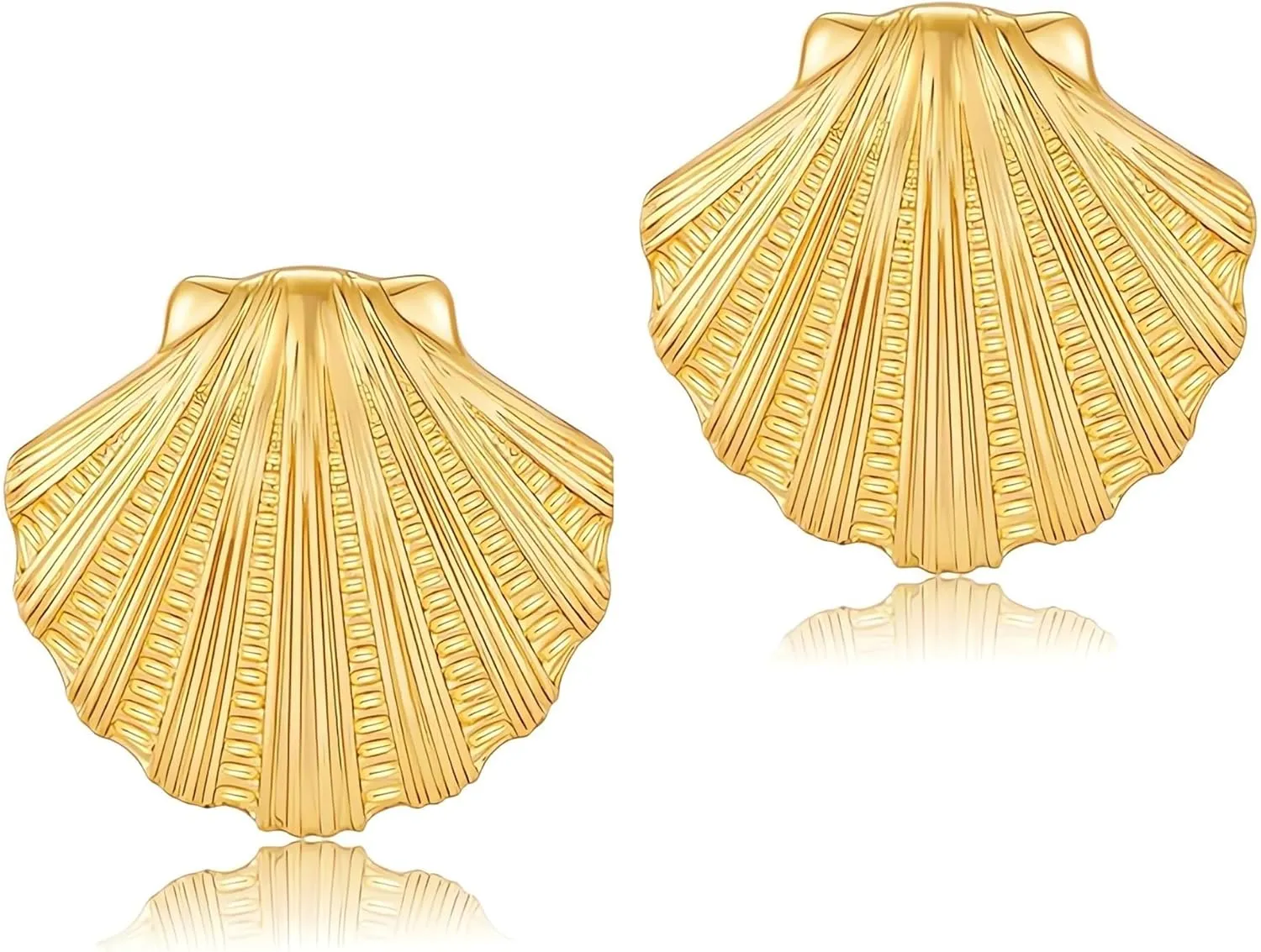 Gold Starfish Earrings for Women Beach Ocean Style Trendy Shell Dangle Earrings for Vacation Chunky Seashell Studs Hypoallergenic Statement Summer Jewelry