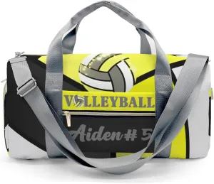 Golden Yellow Volleyball Duffel Bag Adjustable Shoulder Strap Perform Training Travel Bag for Boys Girls Teens Women Men