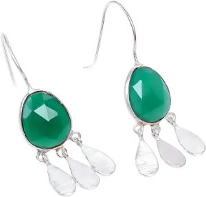 Green Onyx Gemstone Earrings | 925 Sterling Silver Earrings | Drop Earrings | Dangle Earrings | Minimalist Earrings | Handcrafted Earrings