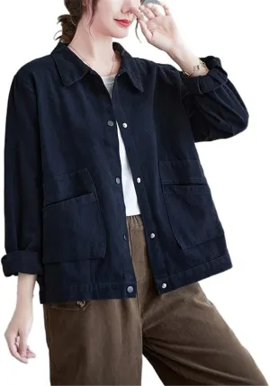 GUOYUXIAO Women's Spring Casual Short Jacket, Korean Style Loose Casual Jacket Top