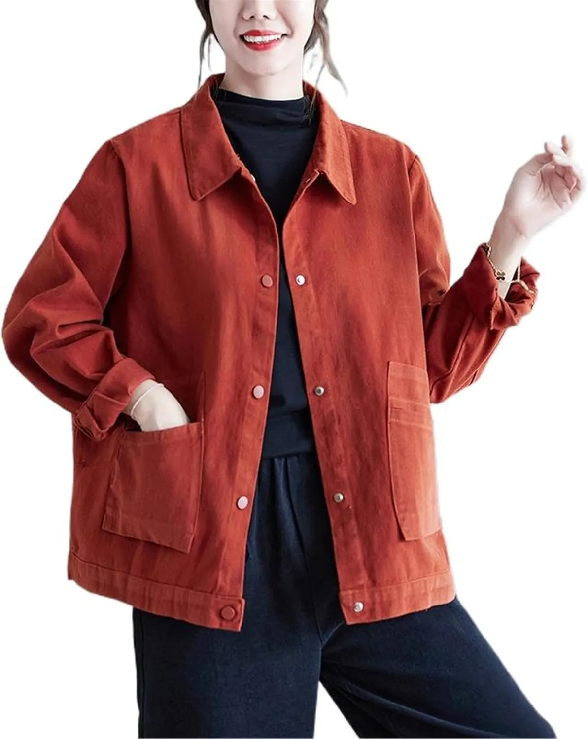 GUOYUXIAO Women's Spring Casual Short Jacket, Korean Style Loose Casual Jacket Top