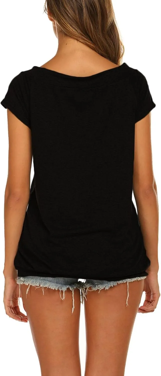 Halife Women's Off The Shoulder Tops Summer Casual Short Sleeve T Shirts