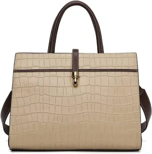 Handbags and Purse for Women Crocodile Pattern Leather Briefcase Top Handle Handbag Satchel Tote Bags Shoulder Bag