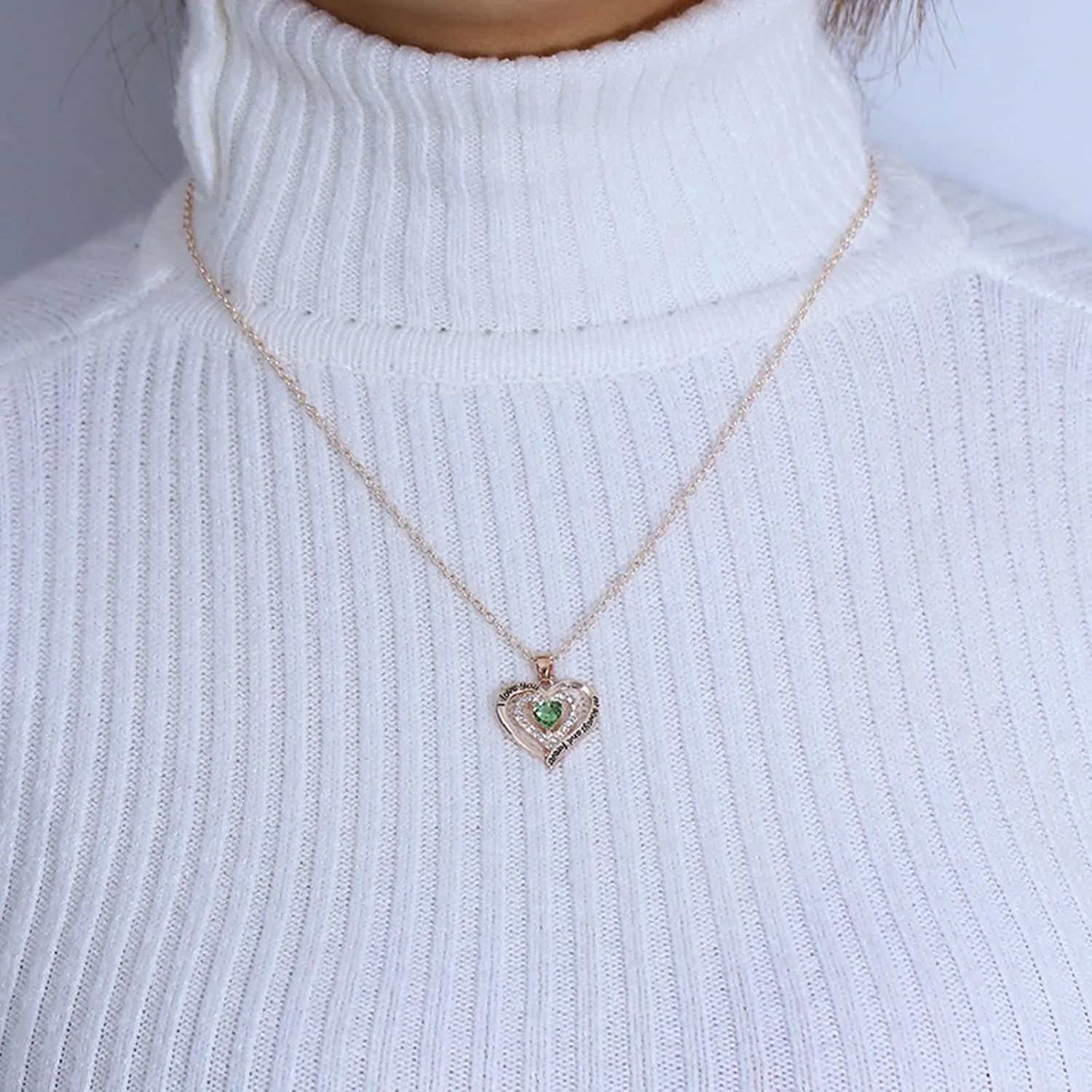 Heart Pendant Necklace for Women,Twelve Months Birthstone Clavicle Chain Birthday Valentine's Day for Wife Girlfriend Mother