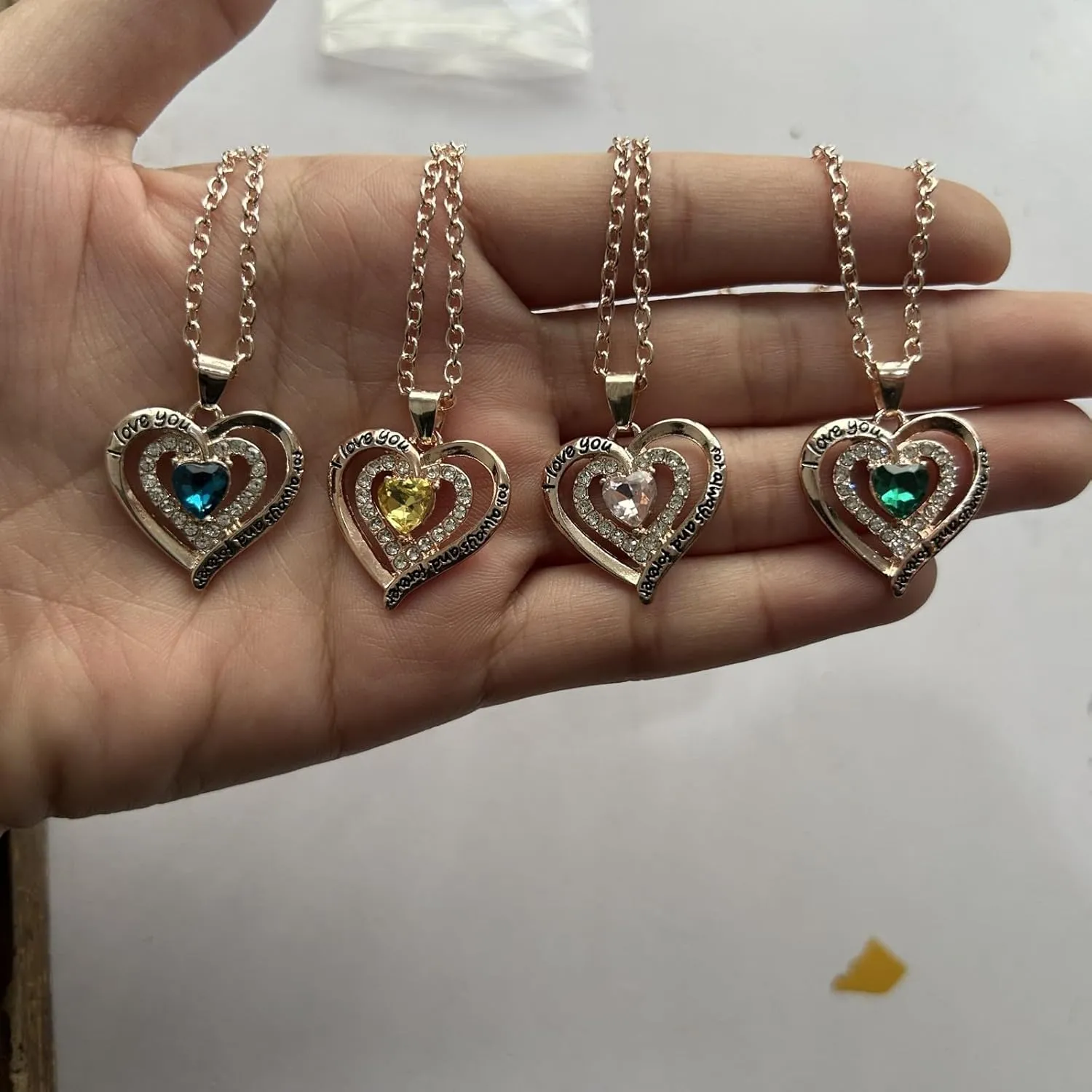 Heart Pendant Necklace for Women,Twelve Months Birthstone Clavicle Chain Birthday Valentine's Day for Wife Girlfriend Mother