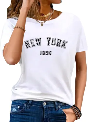 Hilinker Womens Short Sleeve Graphic Tees Summer Casual Tops Cute Basic T Shirts