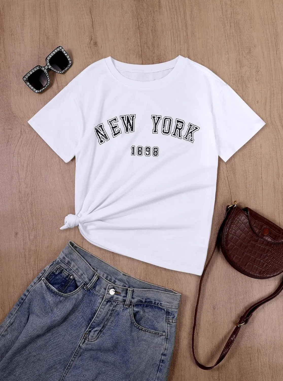 Hilinker Womens Short Sleeve Graphic Tees Summer Casual Tops Cute Basic T Shirts