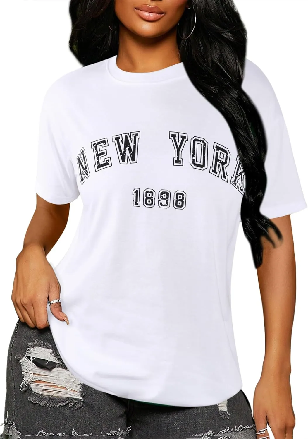 Hilinker Womens Short Sleeve Graphic Tees Summer Casual Tops Cute Basic T Shirts