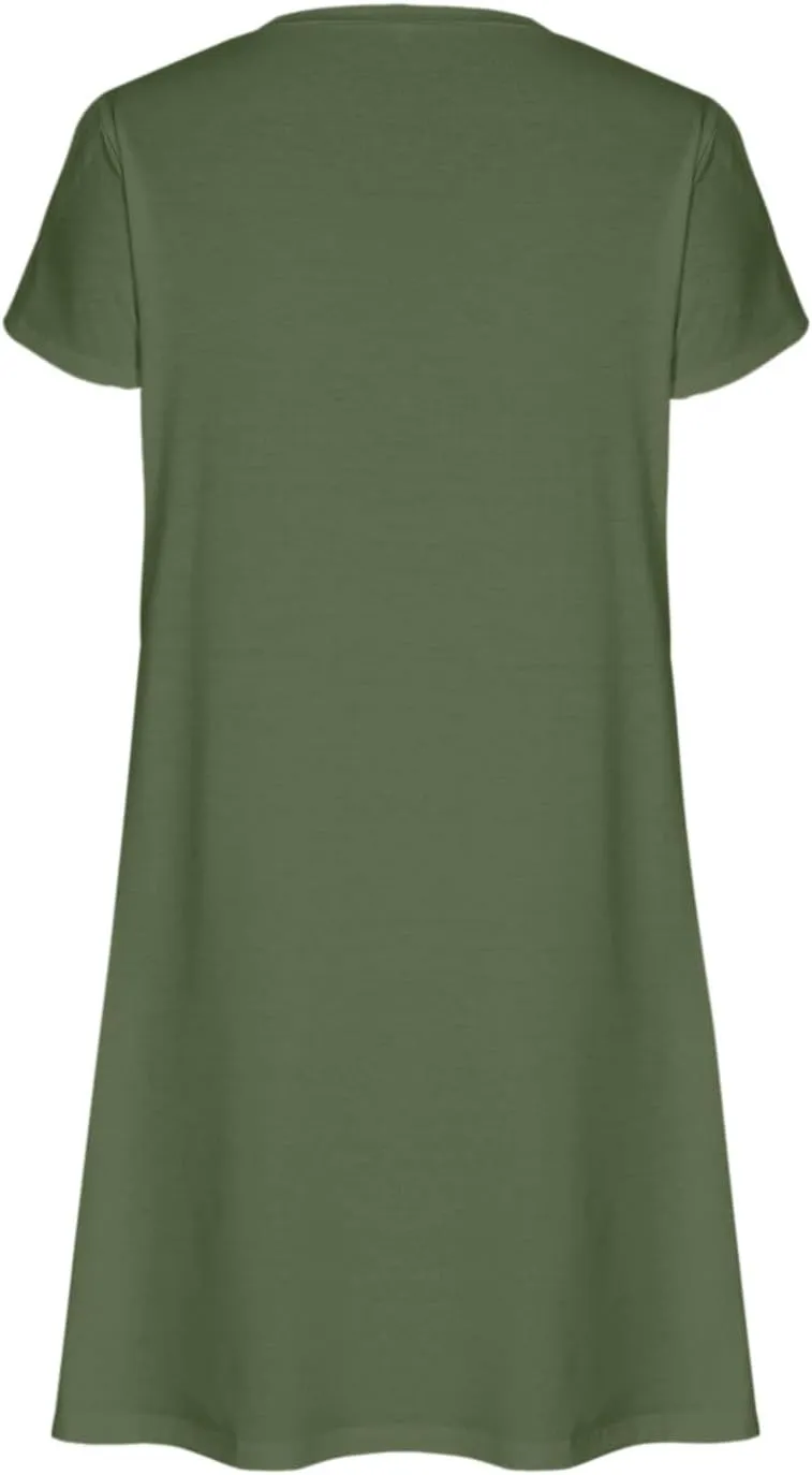 hlysgo Petite Dresses for Women 2025 Summer Petal Sleeve Crew Neck Beach Dress Casual A-Line Flowy Mini Dress with Pockets