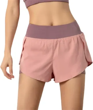 ICEGIA Women's Running Shorts Elastic High Waisted Shorts Pocket Sporty Workout Shorts Quick Dry Athletic Shorts Pants