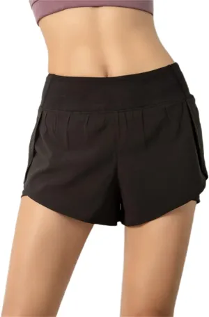 ICEGIA Women's Running Shorts Elastic High Waisted Shorts Pocket Sporty Workout Shorts Quick Dry Athletic Shorts Pants