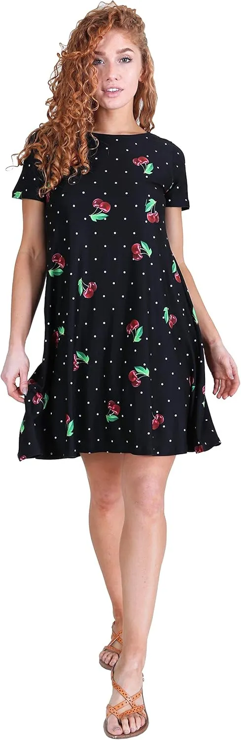 ICONOFLASH Womens Casual Summer Dresses with Pockets Short Sleeves Floral Print