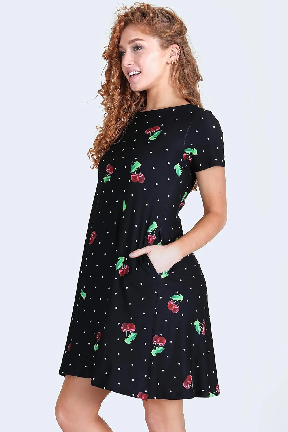 ICONOFLASH Womens Casual Summer Dresses with Pockets Short Sleeves Floral Print