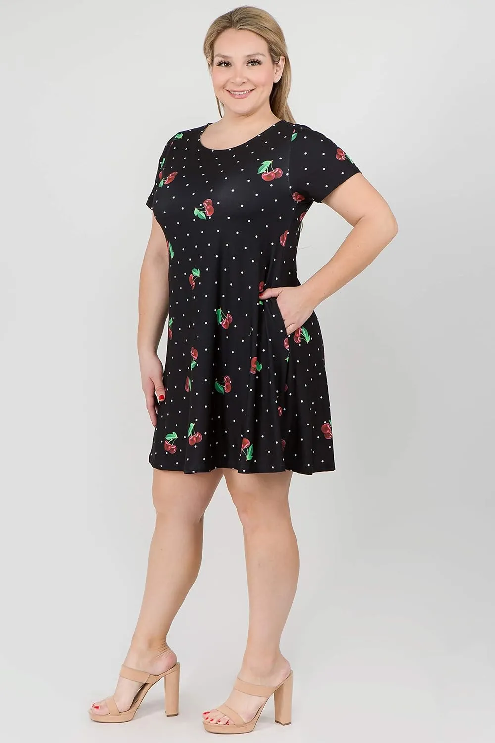 ICONOFLASH Womens Casual Summer Dresses with Pockets Short Sleeves Floral Print