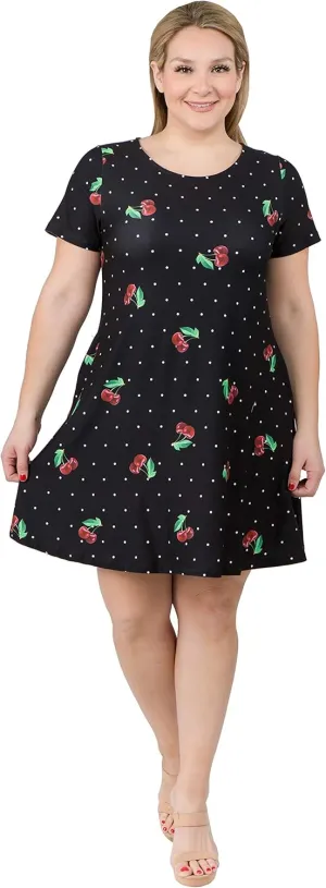 ICONOFLASH Womens Casual Summer Dresses with Pockets Short Sleeves Floral Print