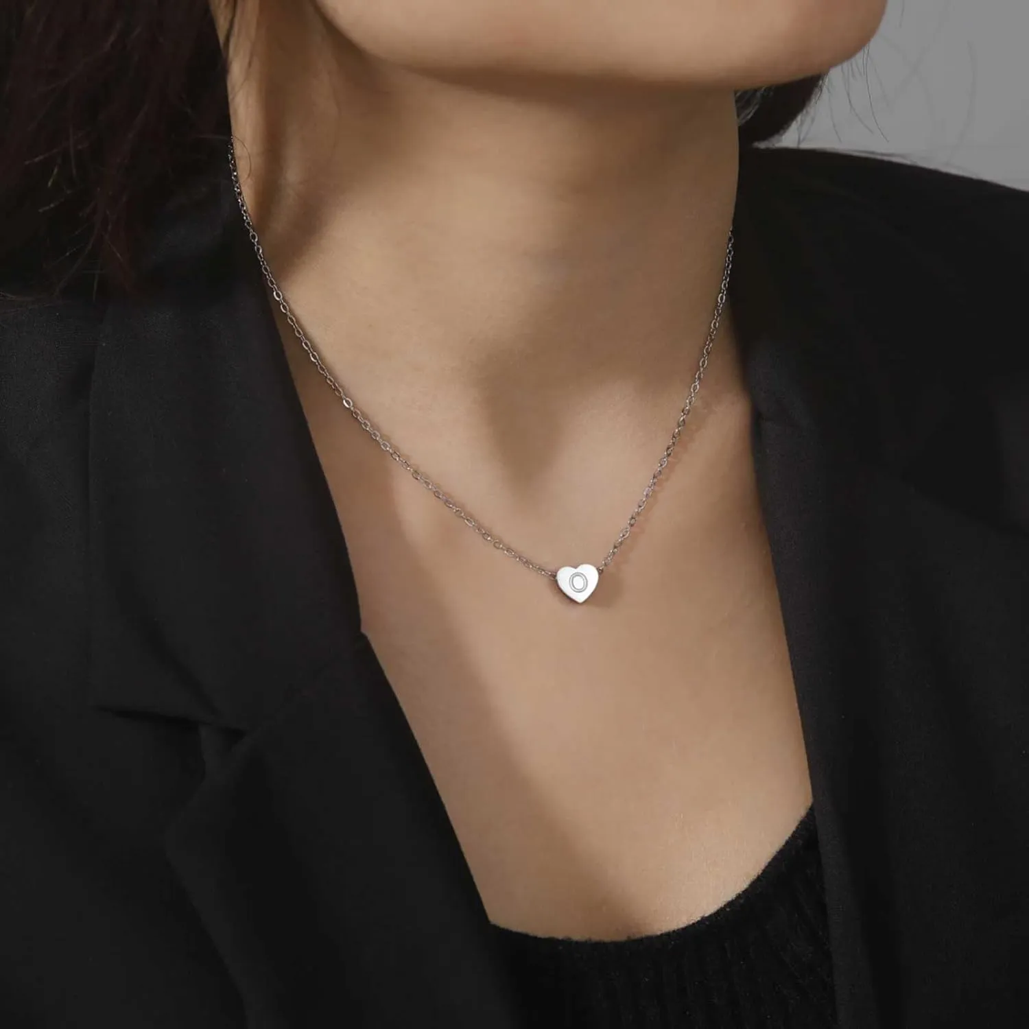 iLH Heart Initial Necklaces For Women Tiny Dainty Silver Heart Necklace Alphabet Letter Pendant Necklace Jewelry Gift